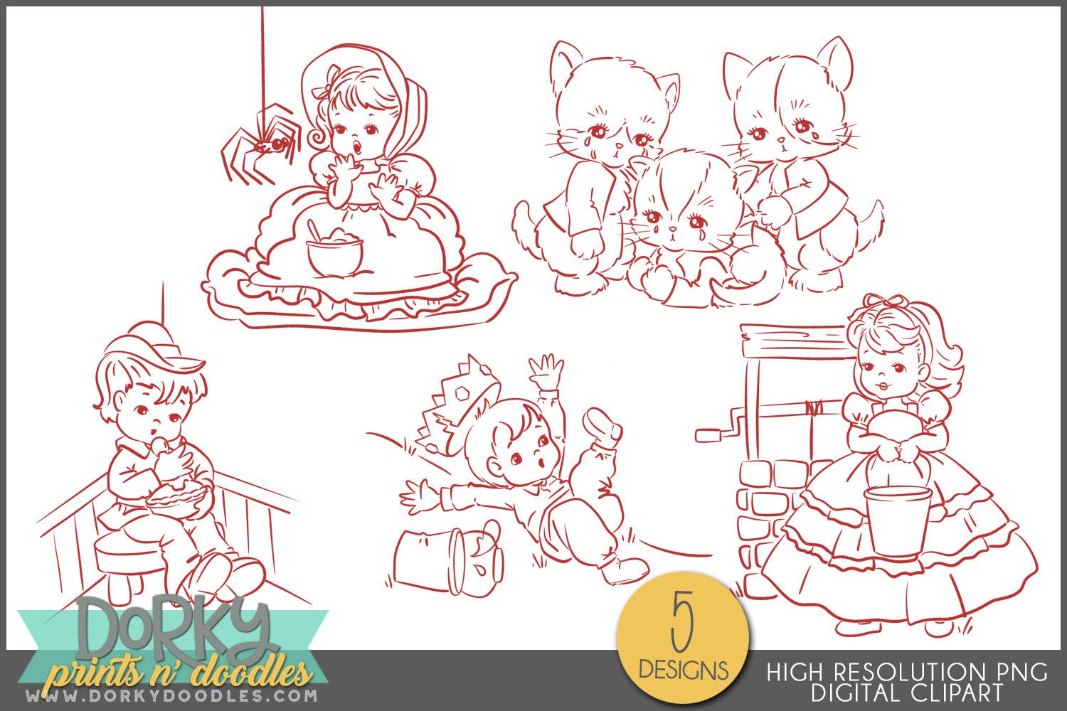 Vintage nursery rhyme character clipart â dorky doodles