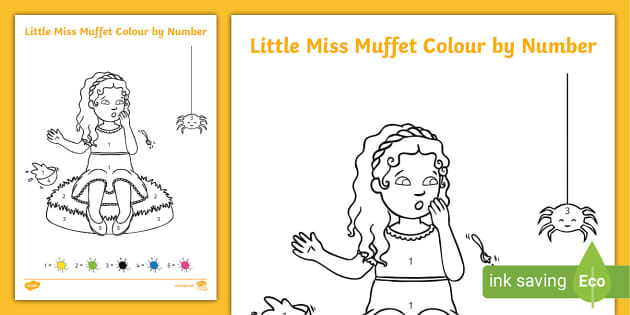 Eyfs little miss muffet lour by number teacher made