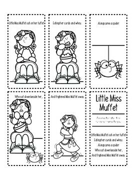Little miss muffet reading retelling rhyming poetry activities kindergarten