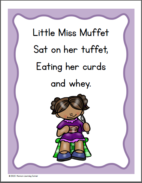 Little miss muffet nursery rhyme packet