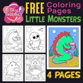 Little monsters coloring pages by digygraphics tpt