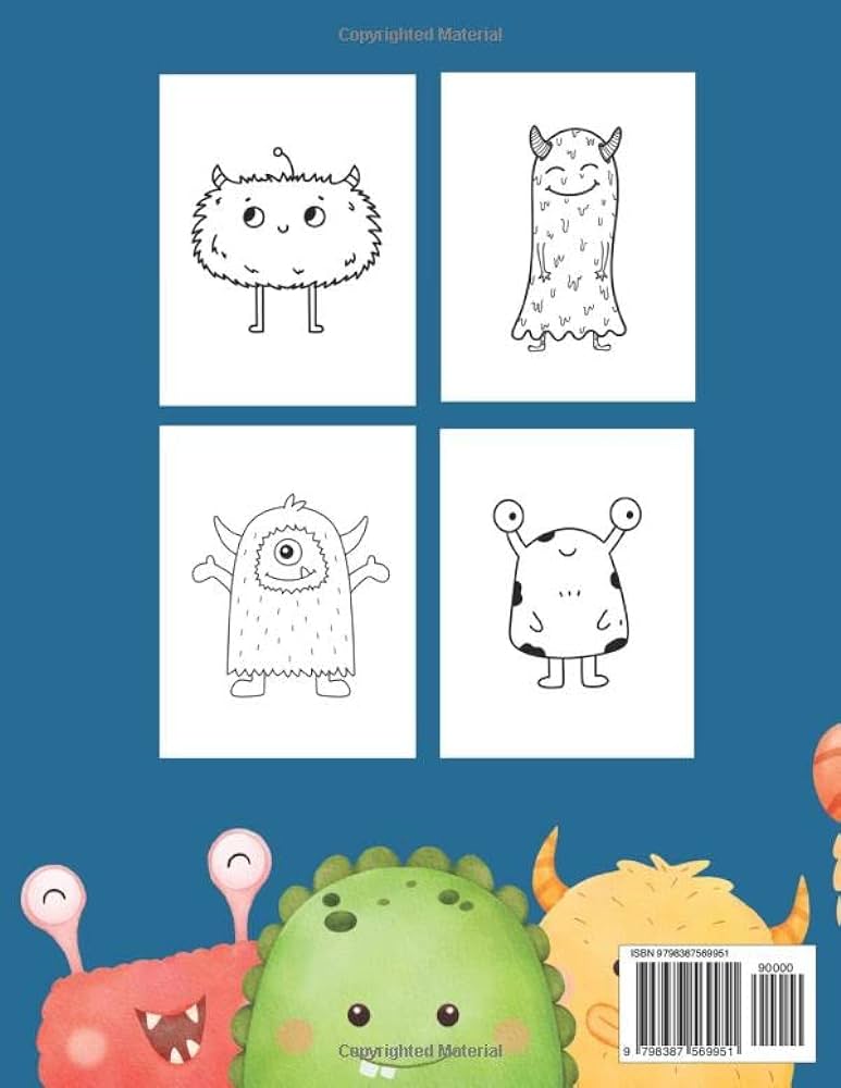 The cute little monsters coloring book for kids a fun easy and big coloring book for kids ages