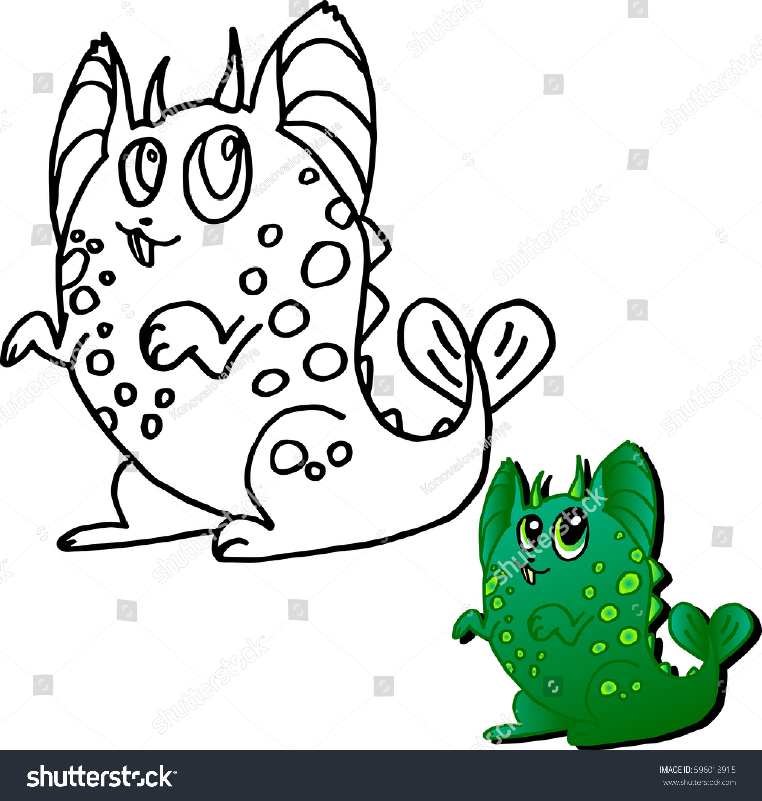 Vector illustration little monster coloring pages stock vector royalty free