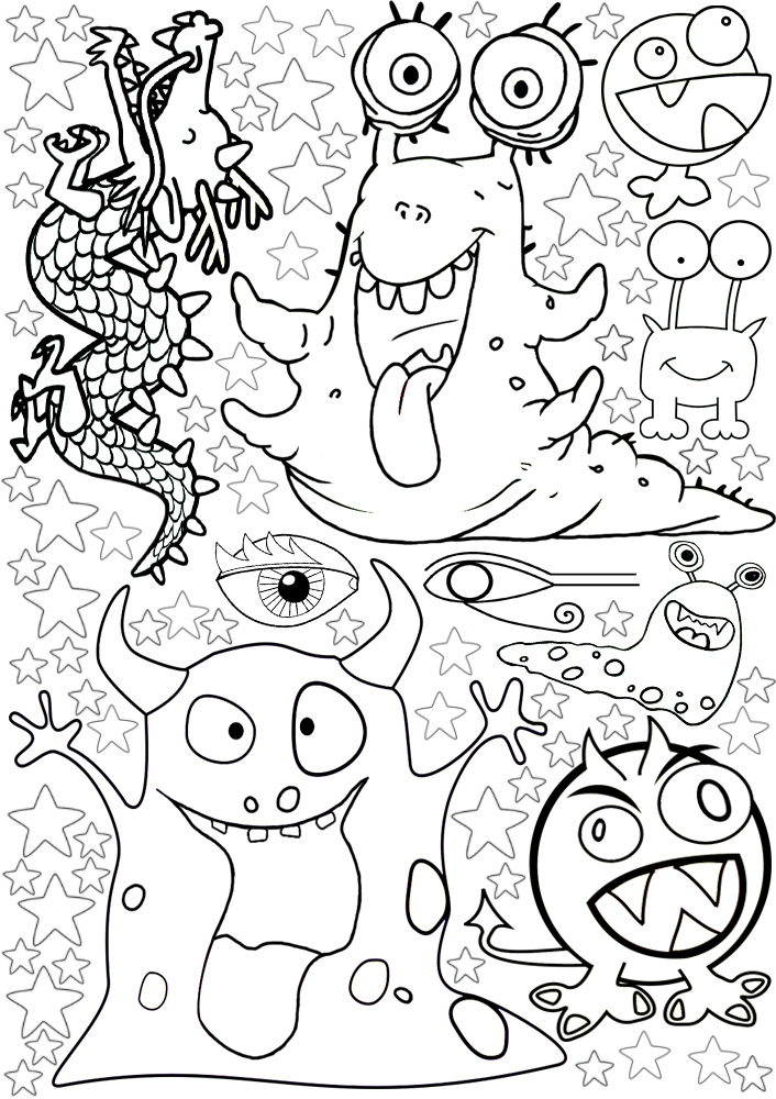Monster mix louring page rooftop post printables
