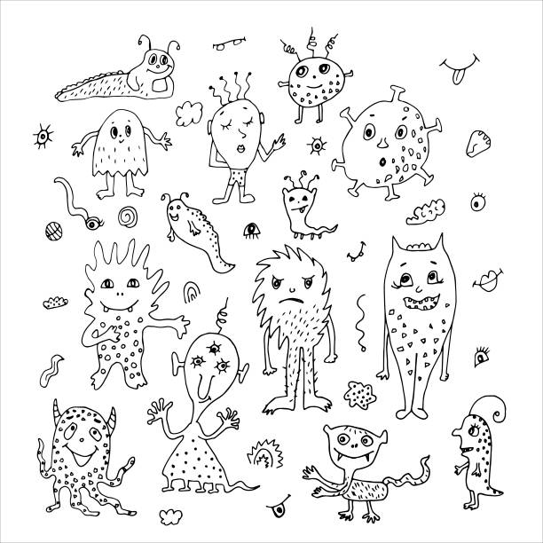 Little monsters stock illustrations royalty