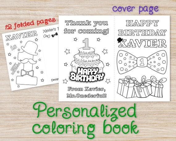 Personalized printable mr onederful birthday party coloring pages little man template digital printable favors supplies download now