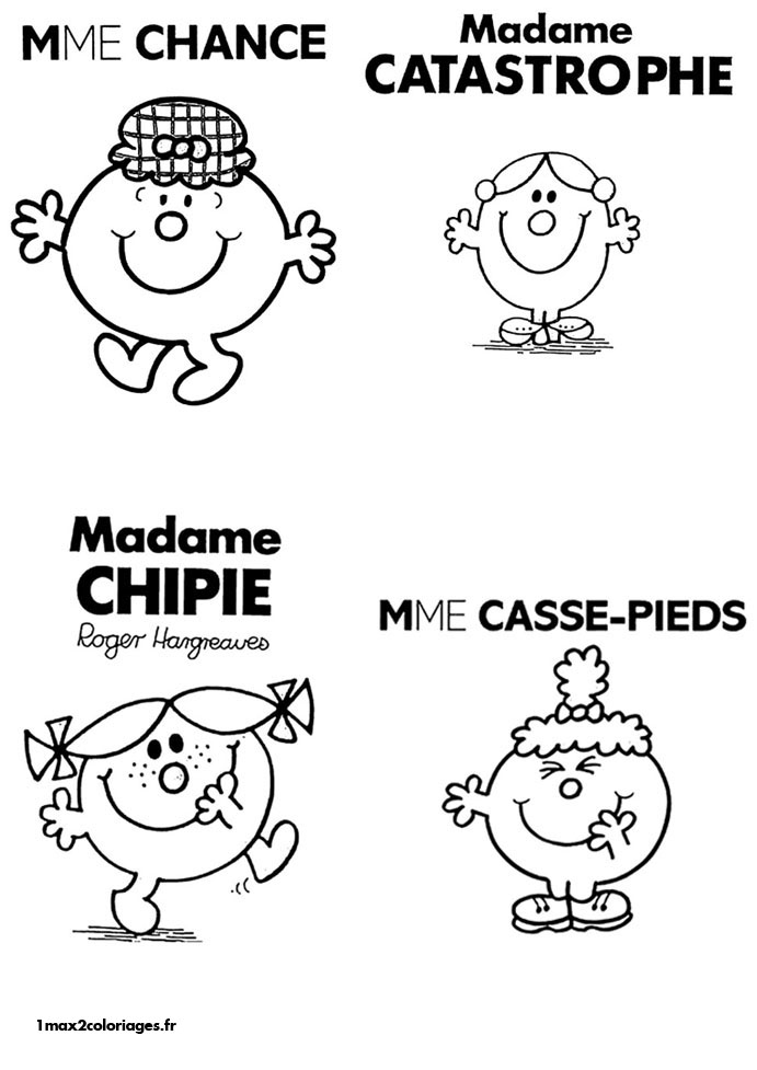 Coloring of mr madame for children