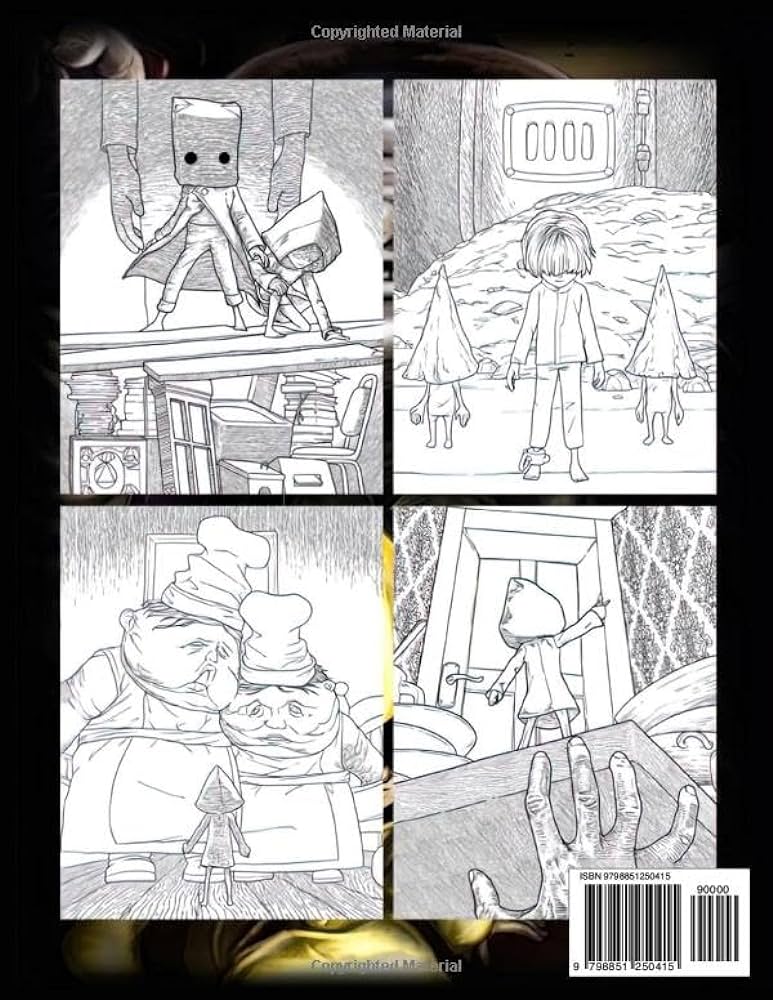Little nightmares coloring book game characters coloring pages for adults amazing designs patterns and botanical floral prints for relaxation and have fun pio vaz kitap