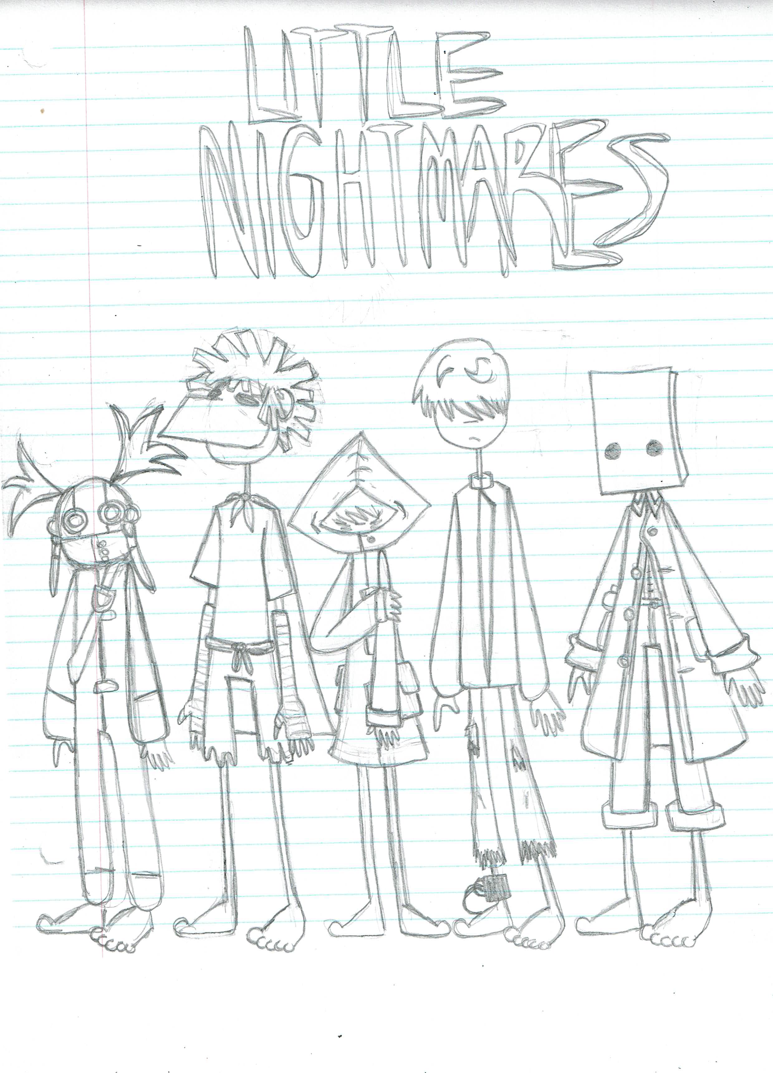 A doodle i did of six mono rk low and alone rlittlenightmares