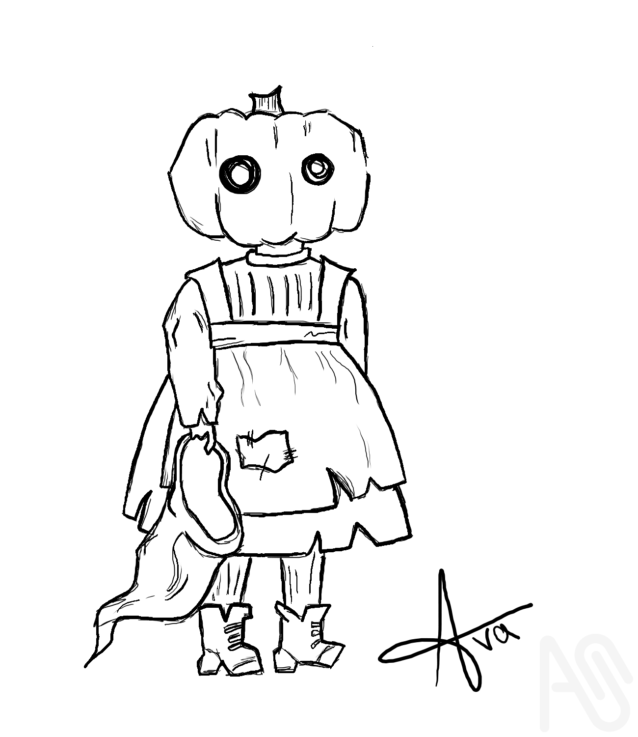 Pumpkin girl sketch louises art