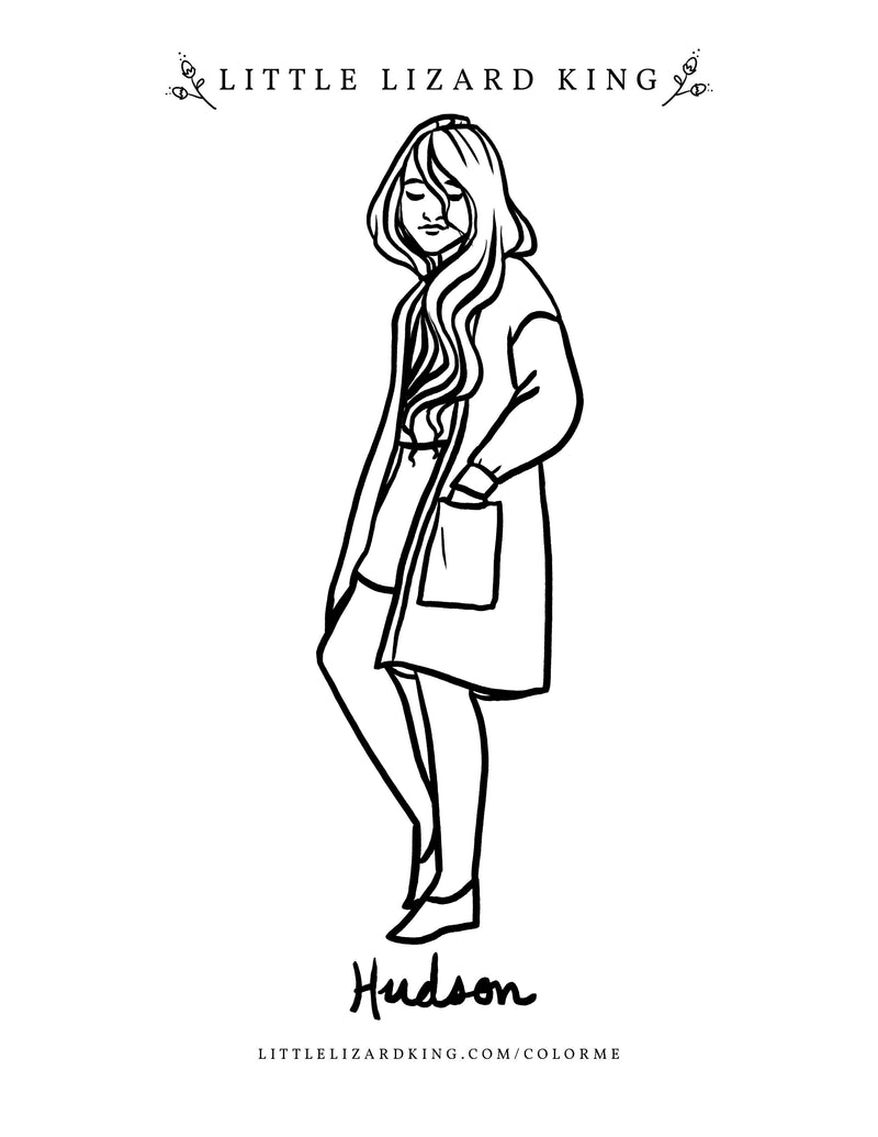 Hudson girl coloring page â little lizard king