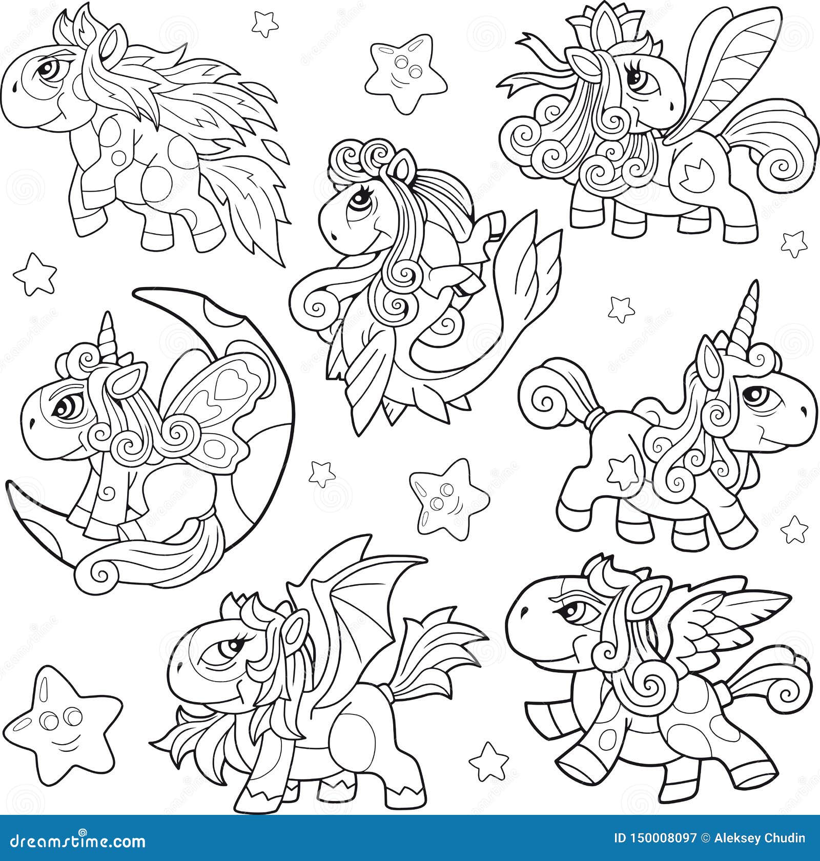 Cute little pony coloring book funny illustration stock vector