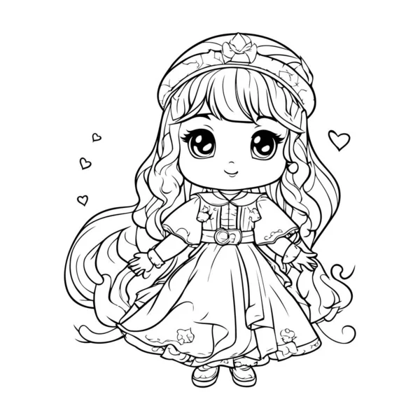 Cute little princess coloring page vector illustration coloring book stock vector by ibrandify