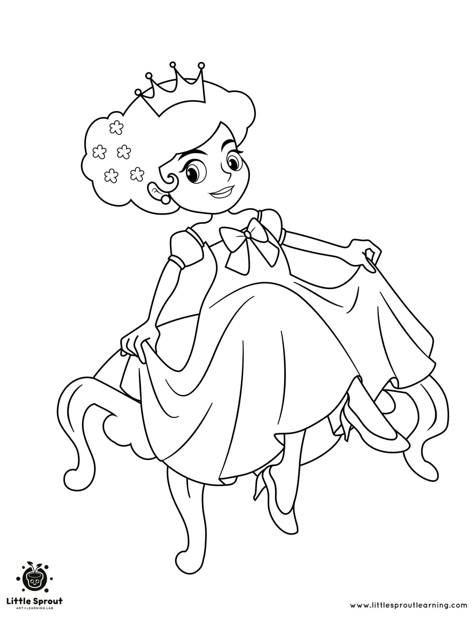 Princess coloring pages little sprout art learning lab