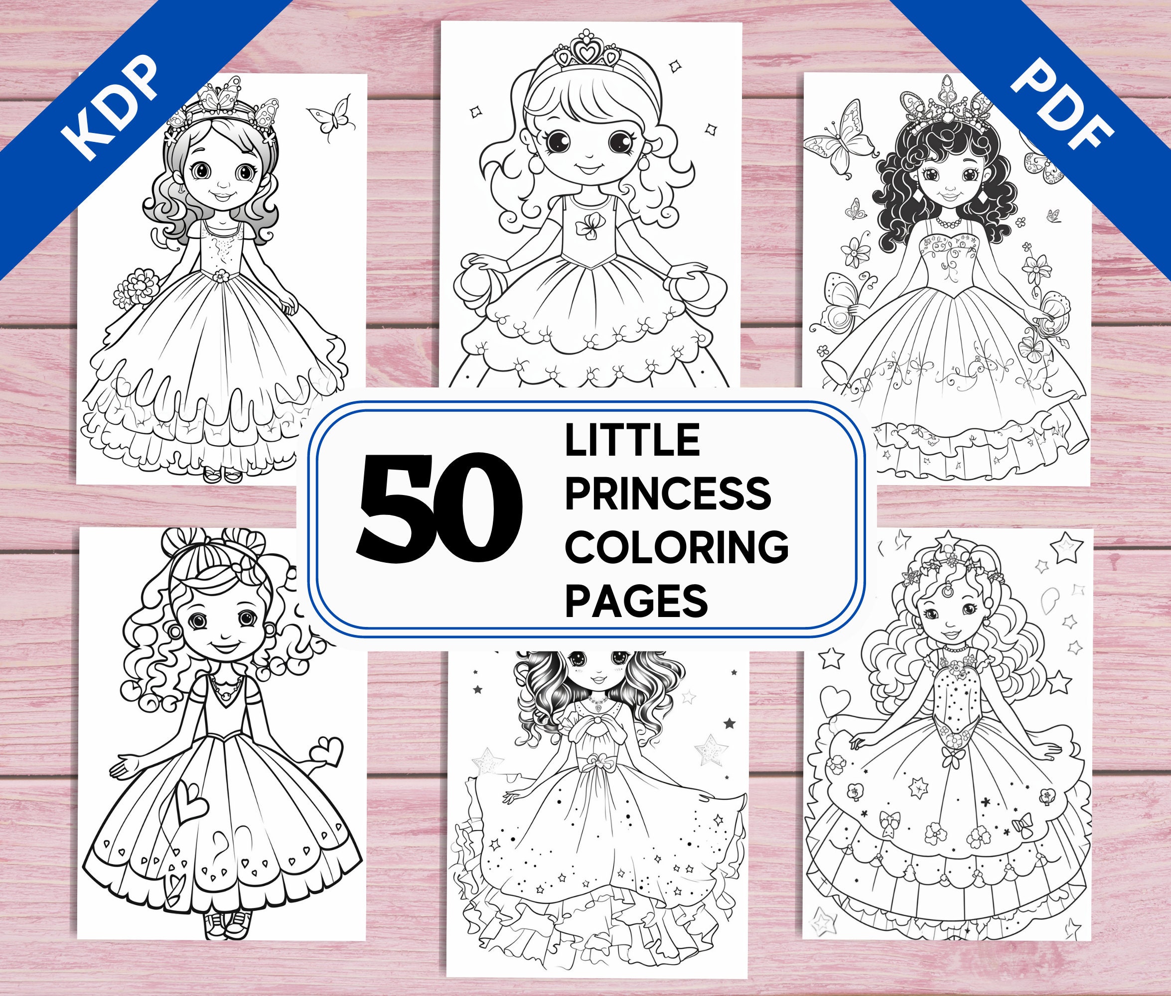Kdp interior little princess coloring pages x printable pdf cute coloring book for girls kids adults