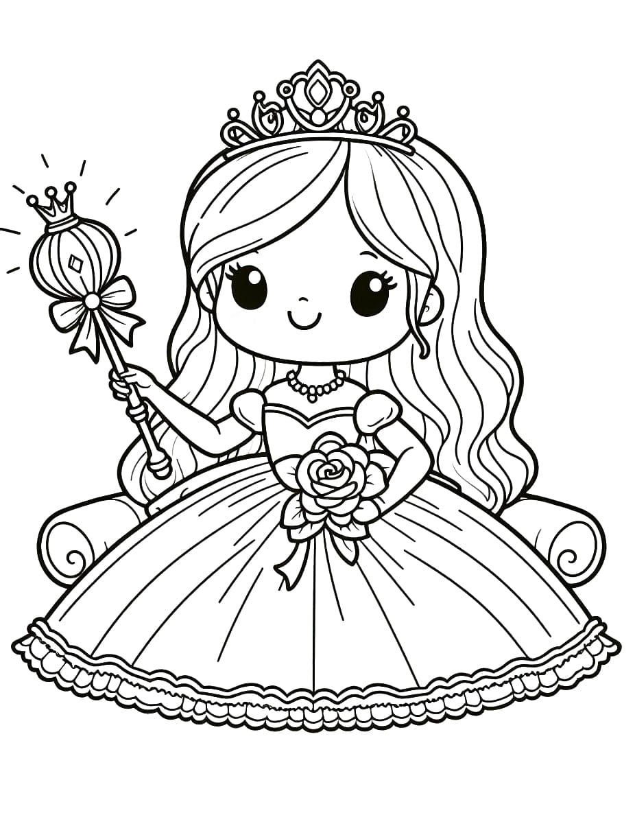 Cute little princess coloring page