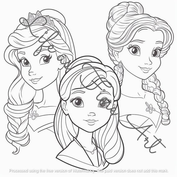 Cartoon little princess coloring pages for girls kdp interior coloring book designs for publishing coloring book mercial use