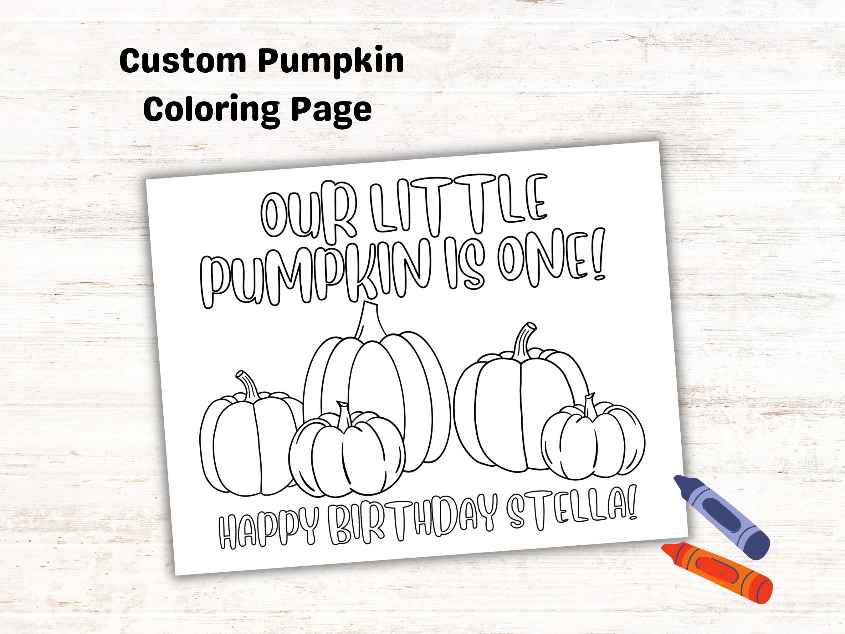 Custom our little pumpkin is one coloring pages for kids birthday party fall birthday party favor kids party printable year old