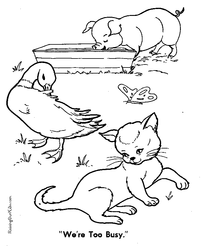 Red hen coloring page we are too busy