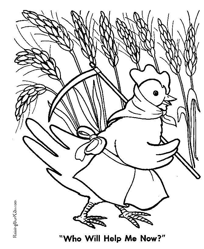Who will help little red hen coloring page