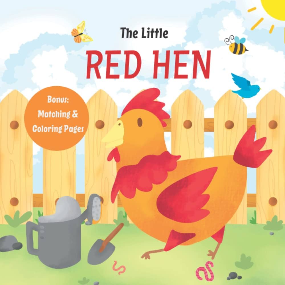 The little red hen original illustrated children picture book by florence white william matching and coloring pages included william florence white books
