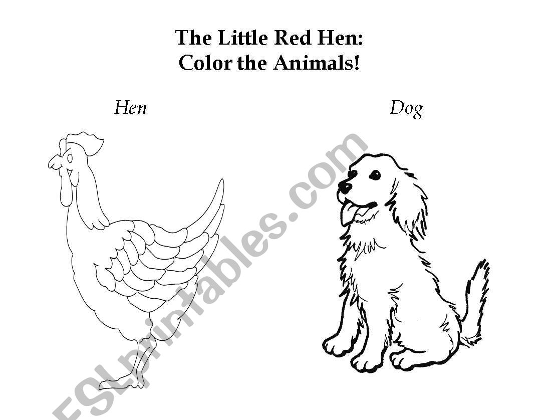 English worksheets color the animals