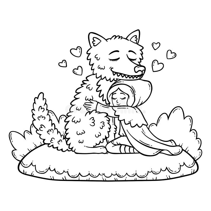 Little red riding hood coloring page stock vector