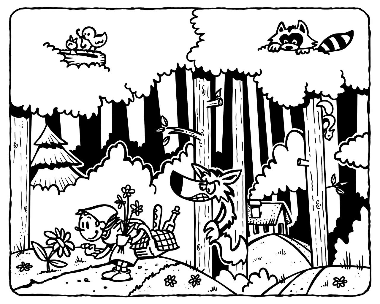 Download fairytale little red riding hood coloring page royalty