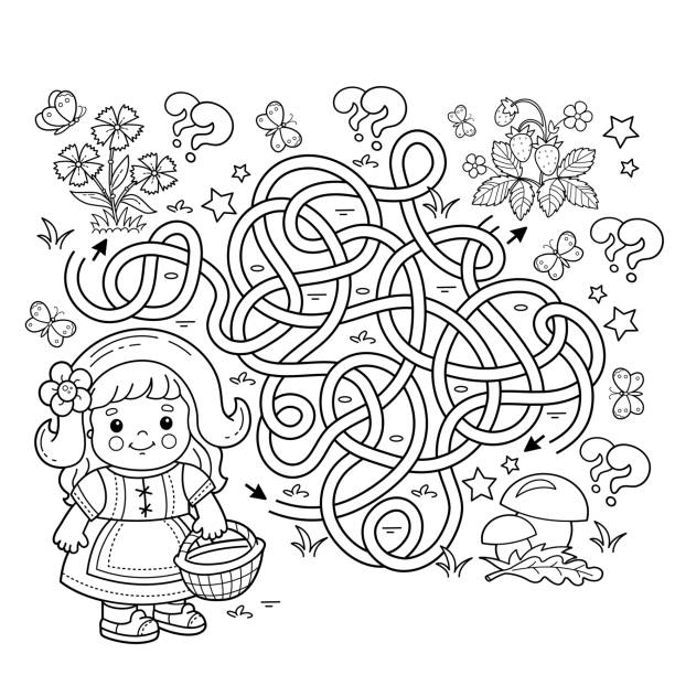 Little red riding hood coloring pages stock illustrations royalty