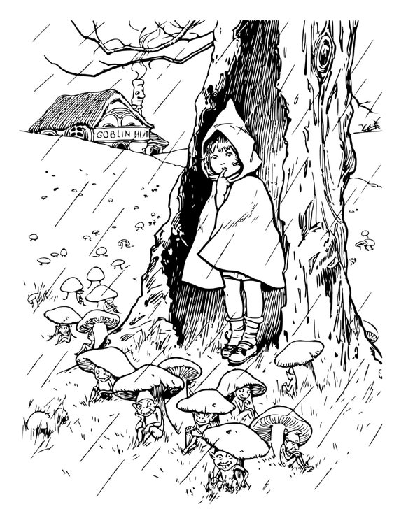 Coloring page pdf little red riding hood coloring page pdf adult coloring page pdf vintage coloring page