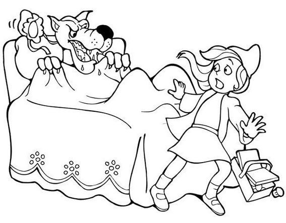 Little red riding hood sacred by wolf storyland coloring page little red riding hood red riding hood cartoon coloring pages
