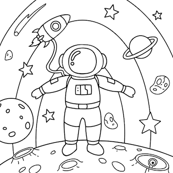 Little space coloring pages vectors illustrations for free download
