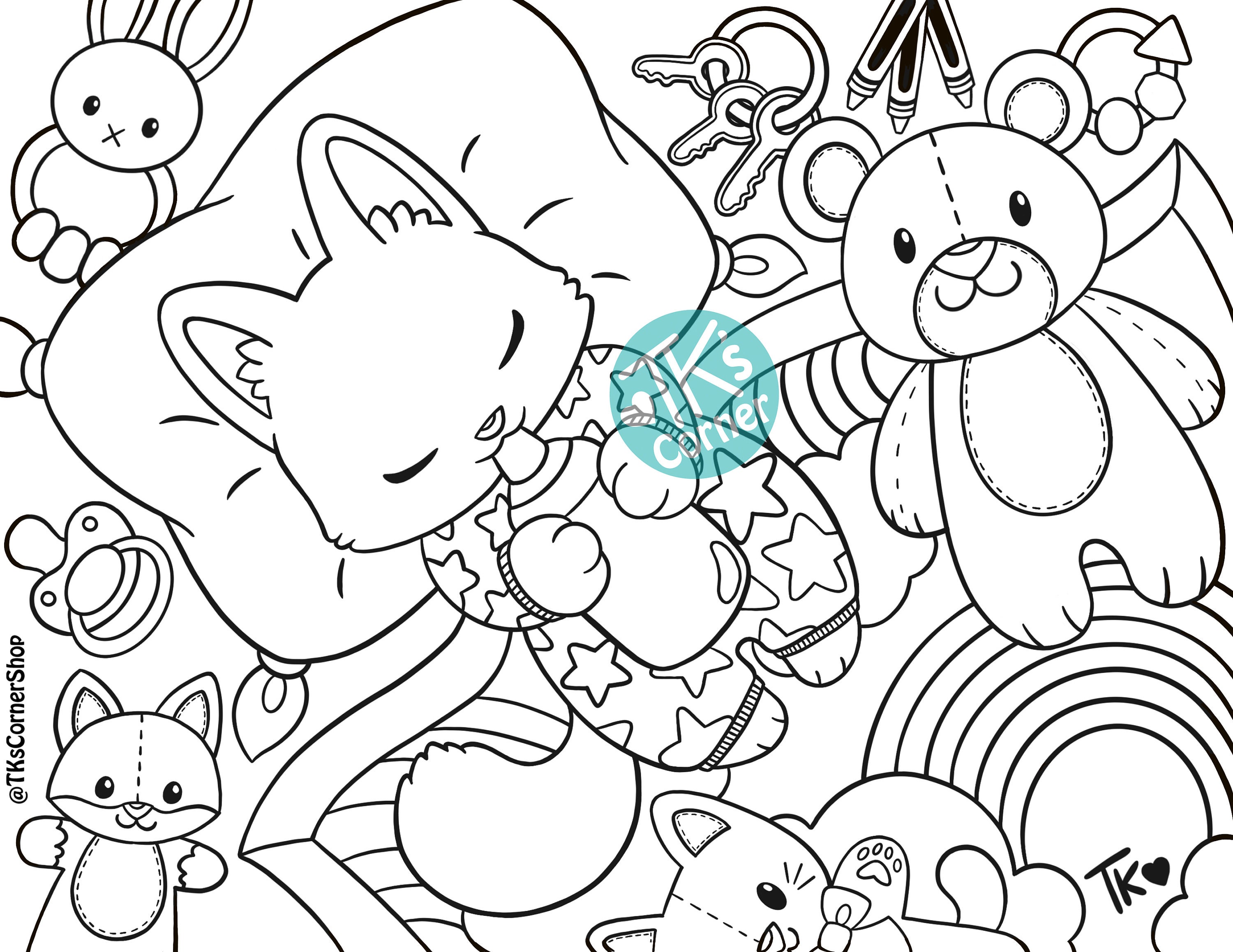 Baby kitty digital download coloring page adult baby abdl abdl adult baby ddlg kink age play little space kawaii
