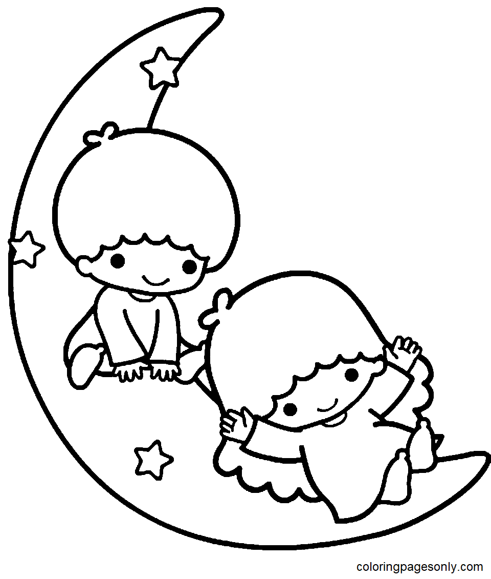 Little twin stars coloring pages printable for free download