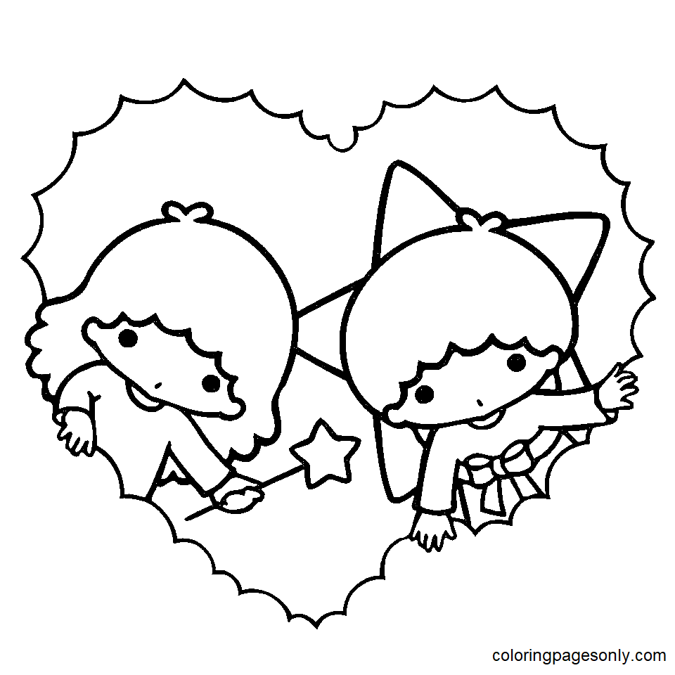 Little twin stars coloring pages printable for free download