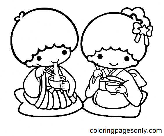Little twin stars coloring pages