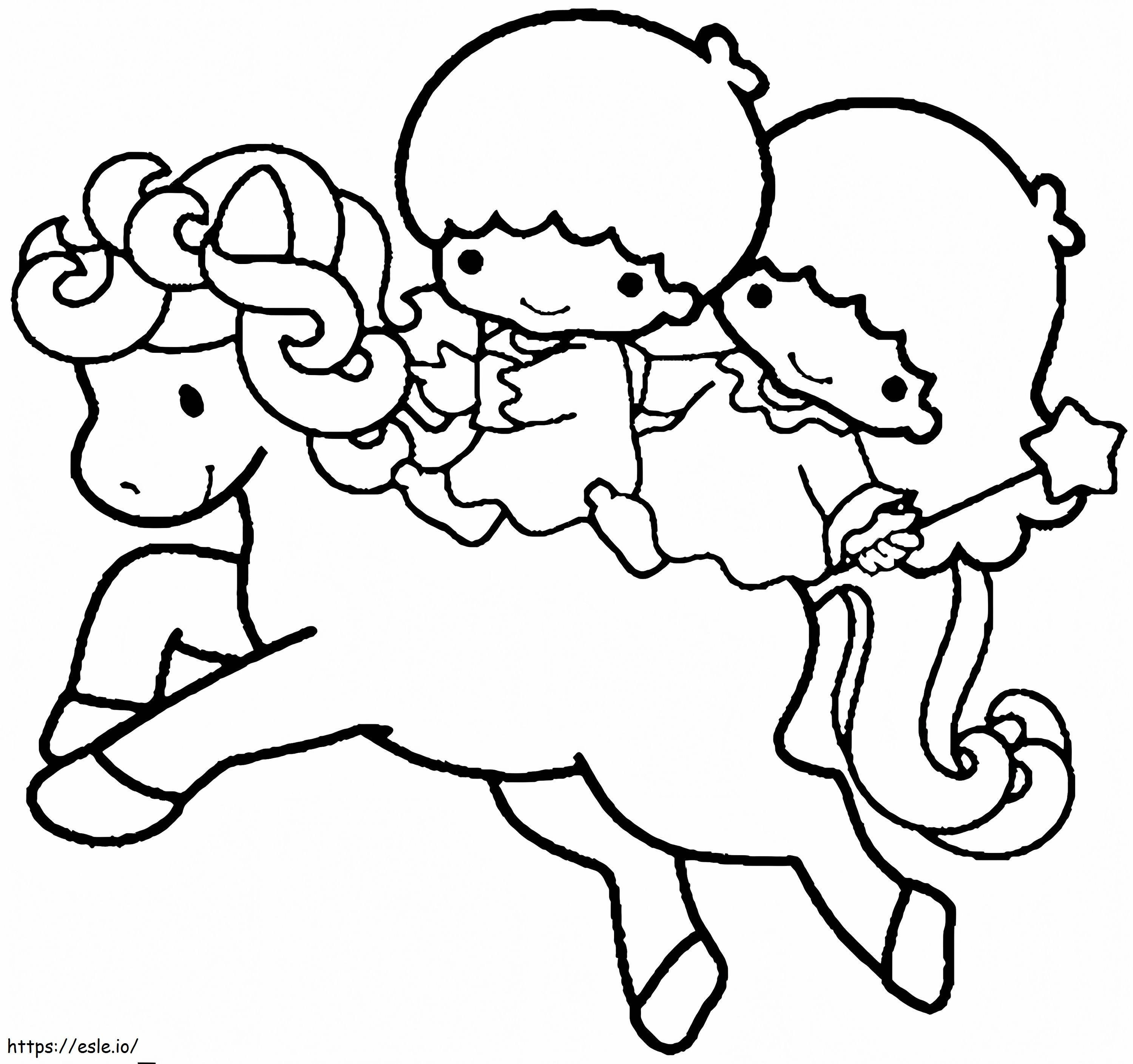 Adorable little twin stars coloring page