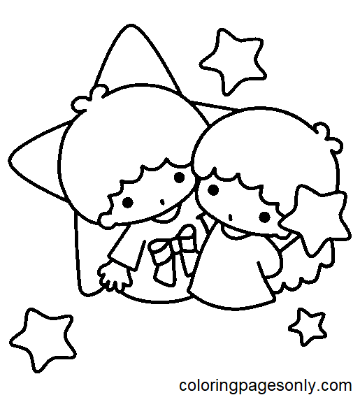 Little twin stars coloring pages printable for free download
