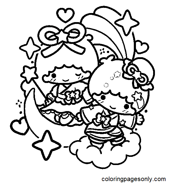 Little twin stars coloring pages printable for free download