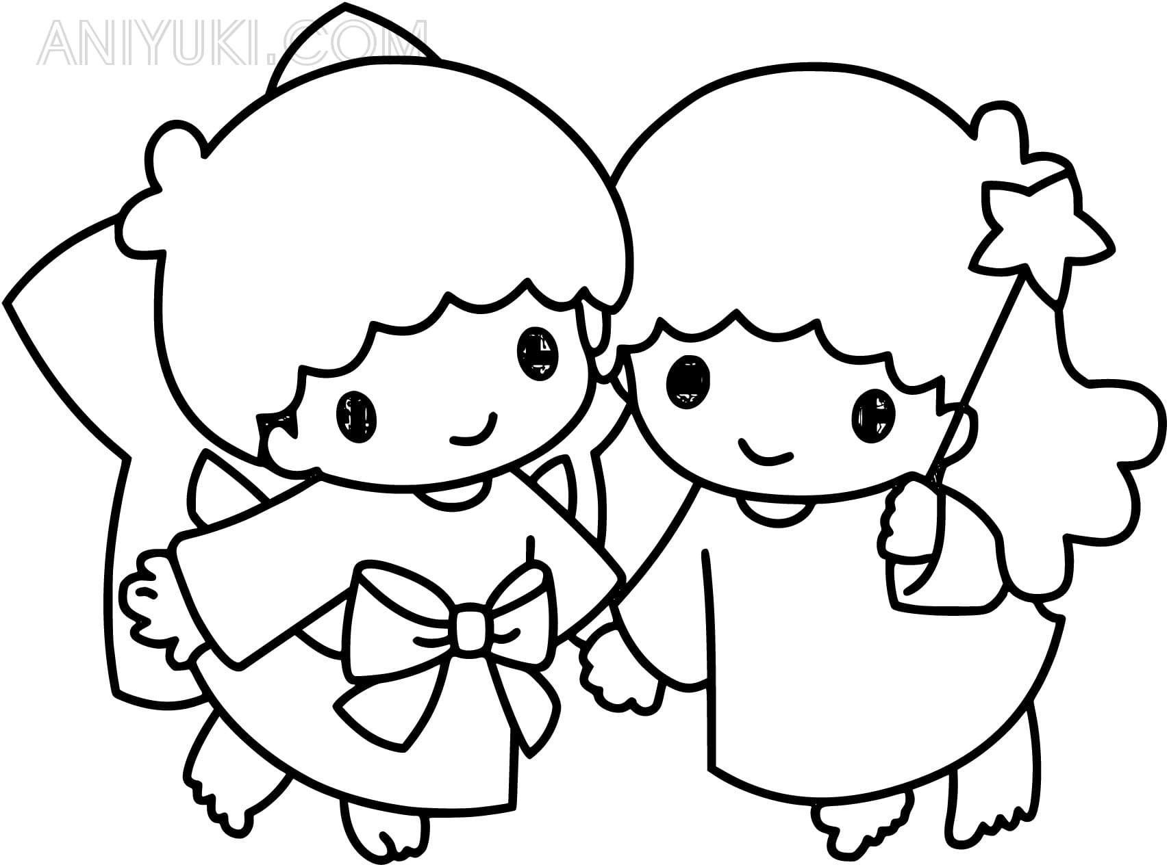 Little twin stars coloring pages