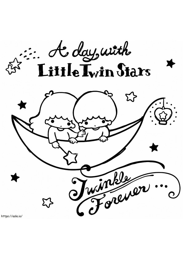A day with little twin stars coloring page