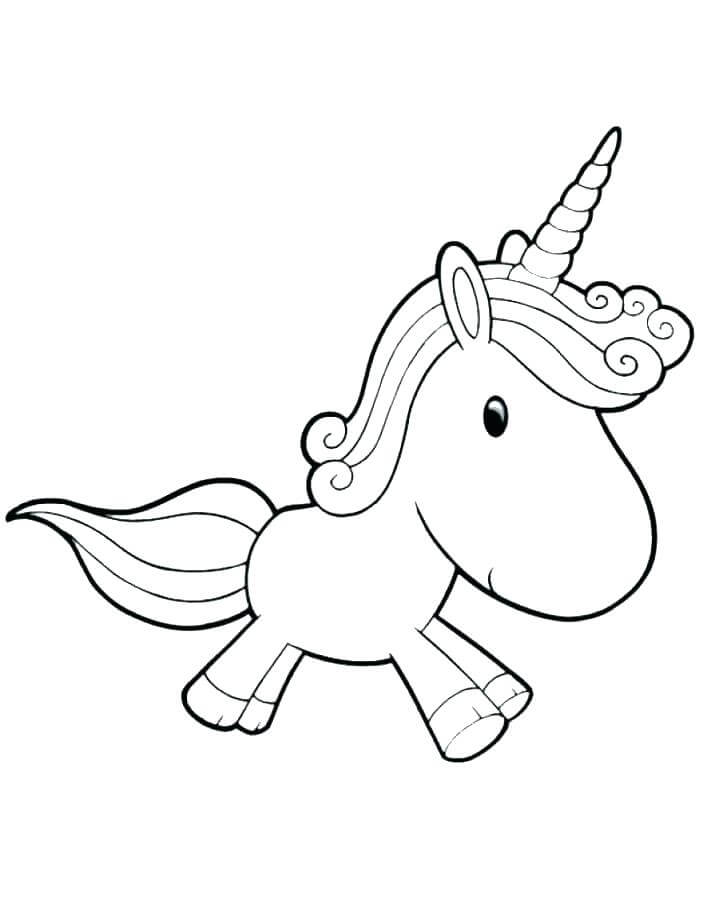 Little unicorn walking coloring page