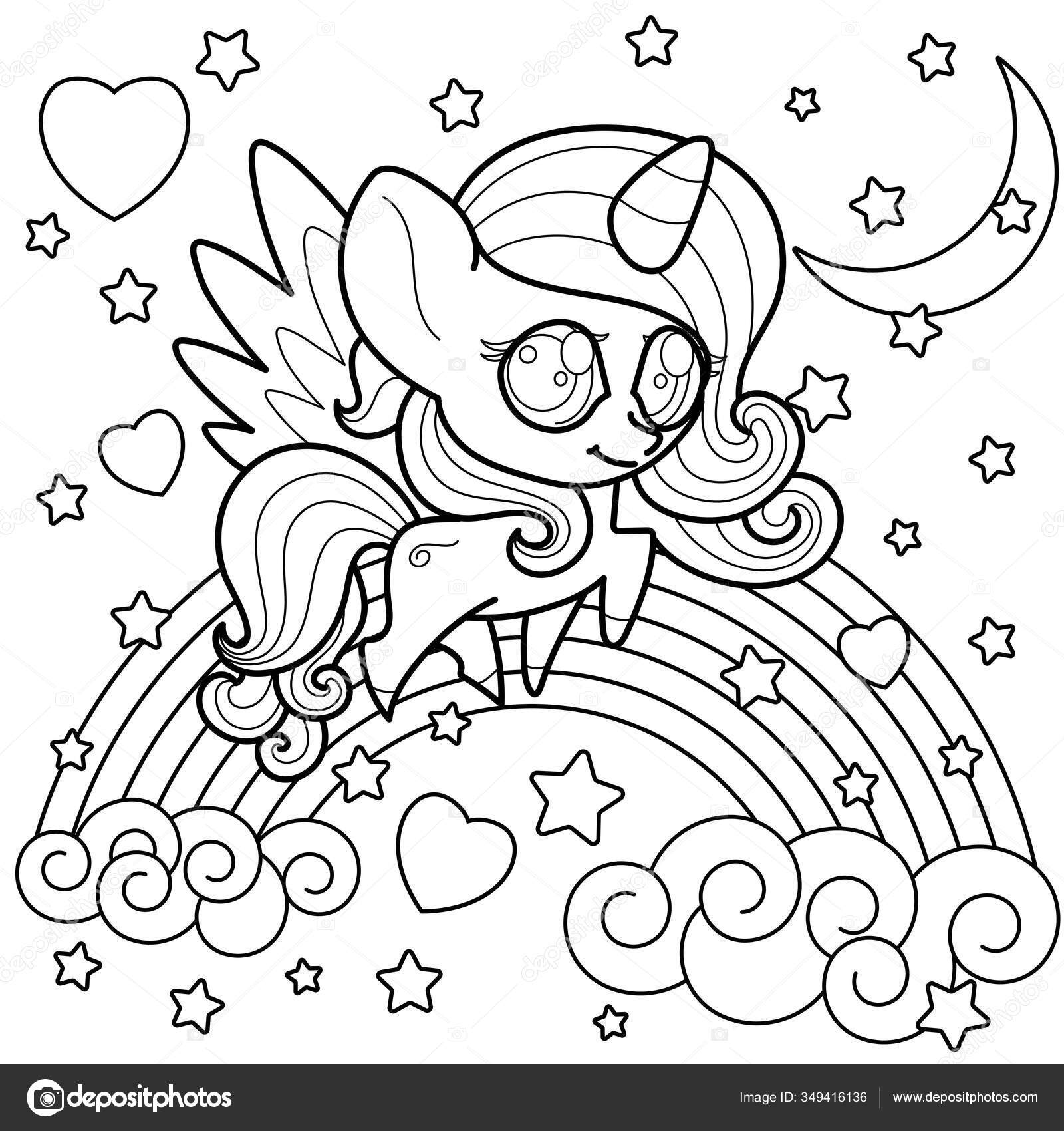 Cute little unicorn make coloring book black line white outlined stock vector by phoo