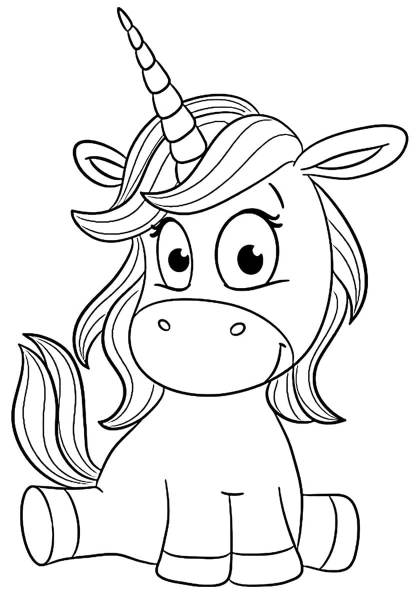 Cute little unicorn coloring page