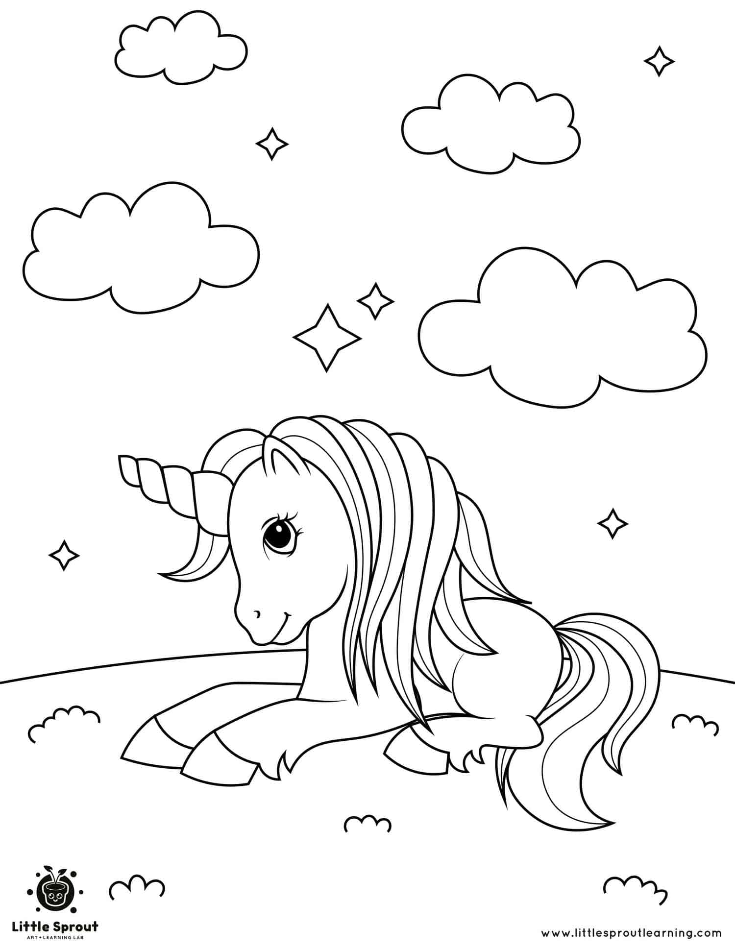 The best unicorn coloring page little sprout art