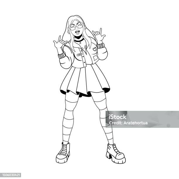 Coloring girl mouse stock illustration