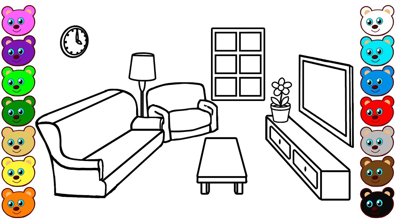Living roo coloring pages for children