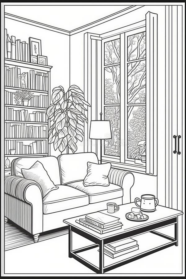 Living room coloring stock illustrations â living room coloring stock illustrations vectors clipart