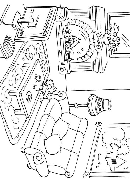Coloring page living room