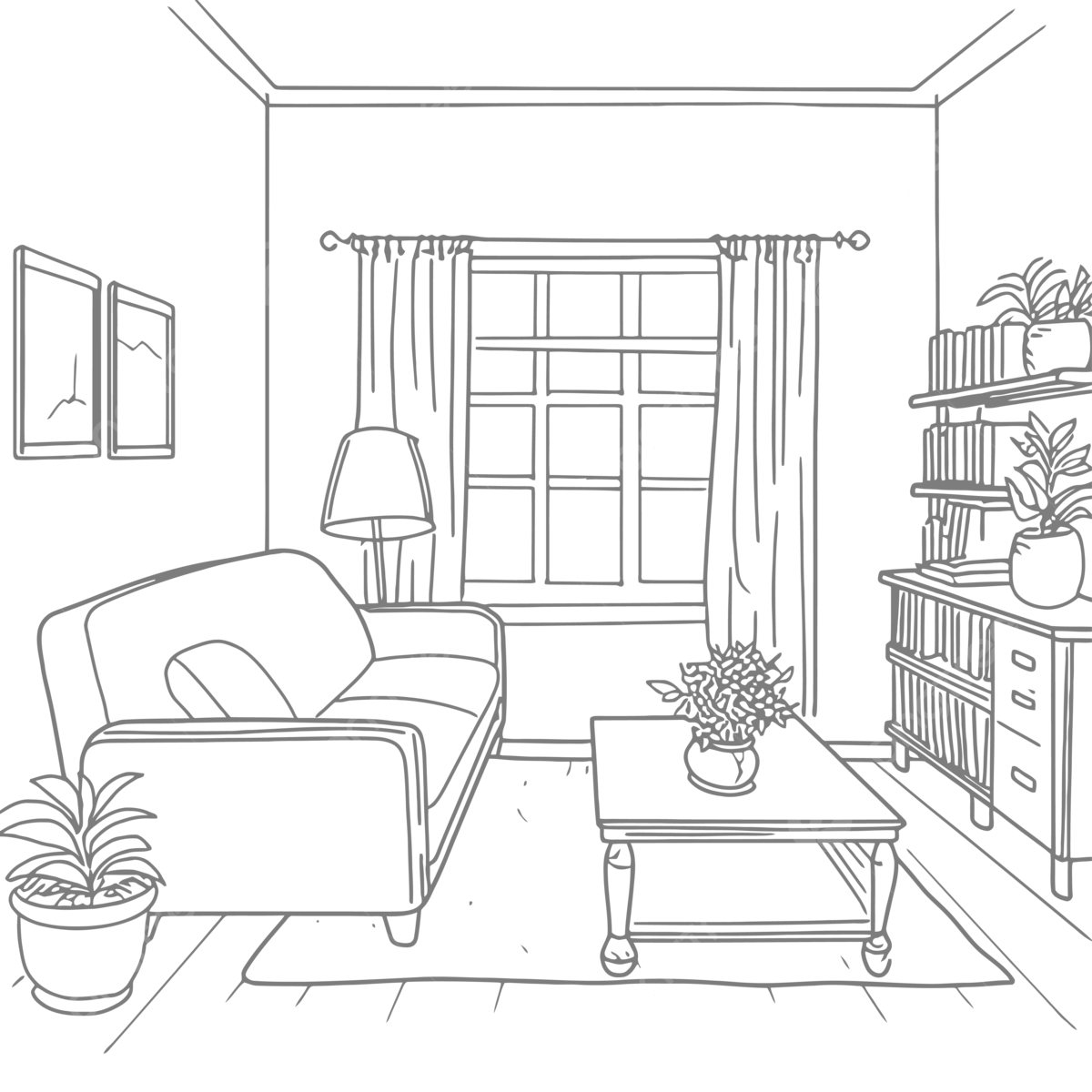 Black and white drawing of a room coloring page outline sketch vector wing drawing ring drawing color drawing png and vector with transparent background for free download
